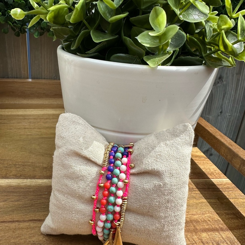 Stella & Dot Reina Multicolour Beaded Necklace/Bracelet with Gold Details